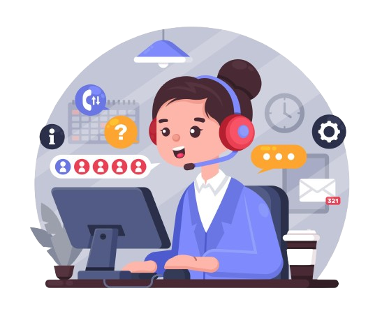 Illustration of a customer support agent wearing a headset