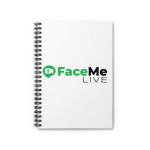 FaceMe Live spiral notebook with the FaceMe Live logo